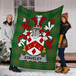 Scottish Staveley Coat of Arms Family Crest Ireland Blanket Irish National Tartan Irish County Blanket