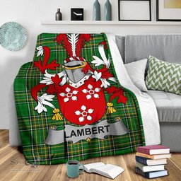 Scottish Lambert Coat of Arms Family Crest Ireland Blanket Irish National Tartan Irish County Blanket