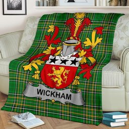 Scottish Wickham Coat of Arms Family Crest Ireland Blanket Irish National Tartan Irish County Blanket