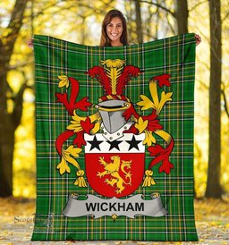 Scottish Wickham Coat of Arms Family Crest Ireland Blanket Irish National Tartan Irish County Blanket