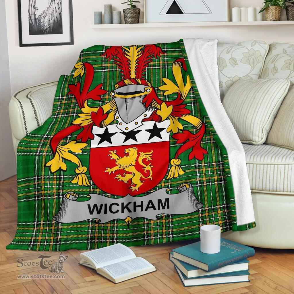 Scottish Wickham Coat of Arms Family Crest Ireland Blanket Irish National Tartan Irish County Blanket