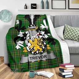 Scottish Trevor Coat of Arms Family Crest Ireland Blanket Irish National Tartan Irish County Blanket