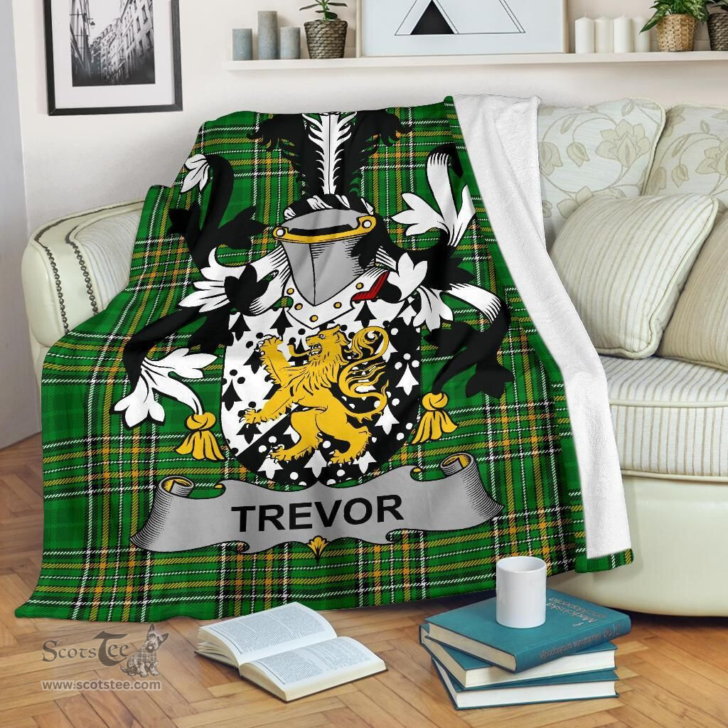 Scottish Trevor Coat of Arms Family Crest Ireland Blanket Irish National Tartan Irish County Blanket