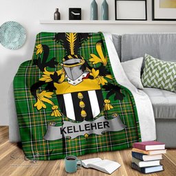 Scottish Kelleher or O'Kelleher Coat of Arms Family Crest Ireland Blanket Irish National Tartan Irish County Blanket