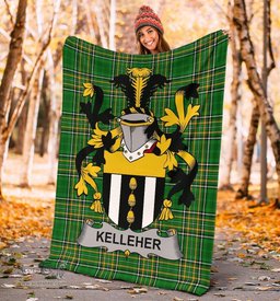 Scottish Kelleher or O'Kelleher Coat of Arms Family Crest Ireland Blanket Irish National Tartan Irish County Blanket