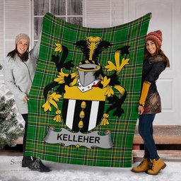 Scottish Kelleher or O'Kelleher Coat of Arms Family Crest Ireland Blanket Irish National Tartan Irish County Blanket