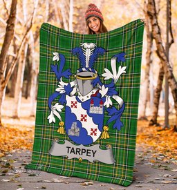 Scottish Tarpey Coat of Arms Family Crest Ireland Blanket Irish National Tartan Irish County Blanket