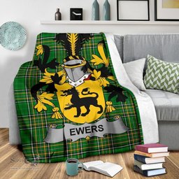 Scottish Ewing Coat of Arms Family Crest Ireland Blanket Irish National Tartan Irish County Blanket