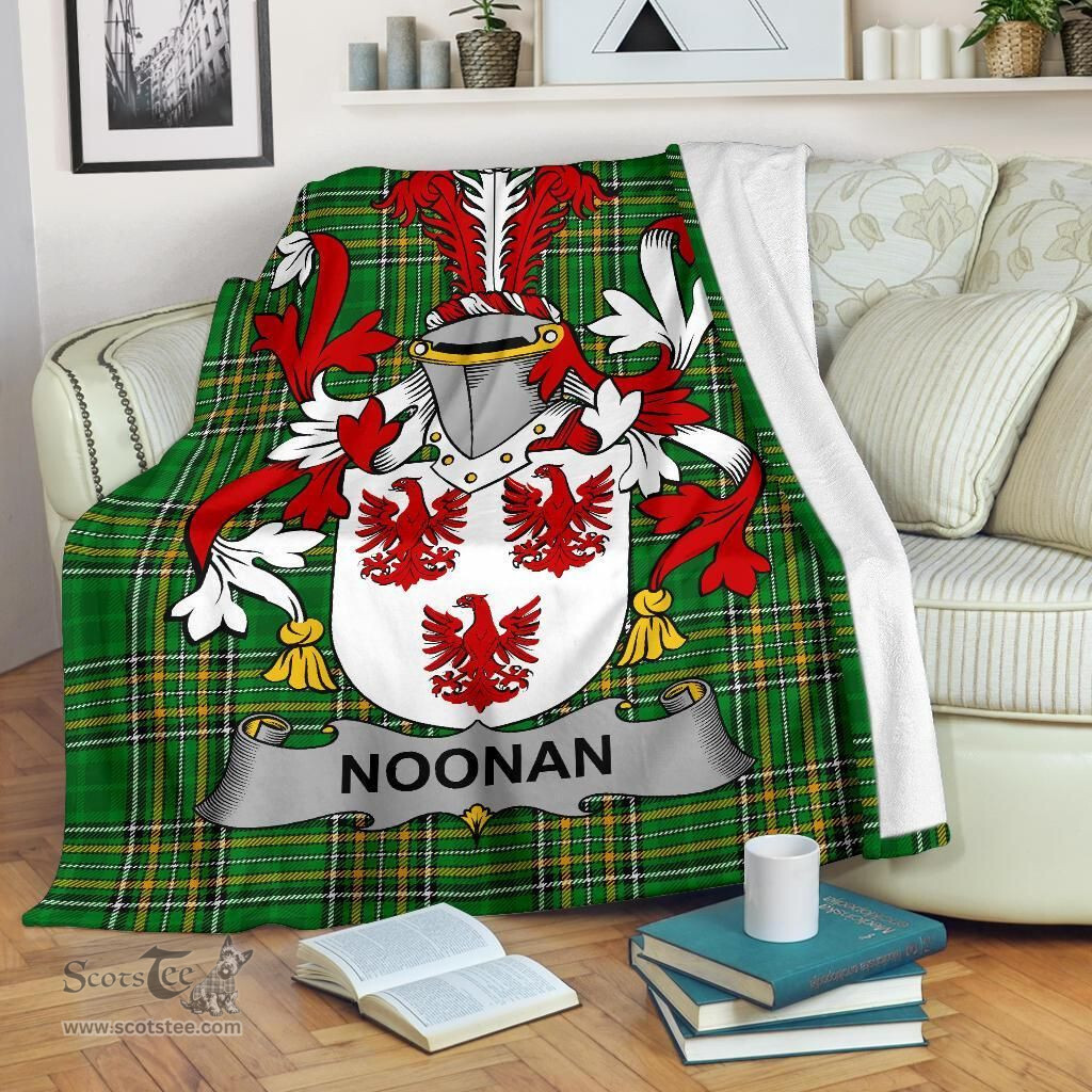 Scottish Noonan or O'Noonan Coat of Arms Family Crest Ireland Blanket Irish National Tartan Irish County Blanket