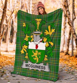 Scottish McGuiness or McGenis Coat of Arms Family Crest Ireland Blanket Irish National Tartan Irish County Blanket