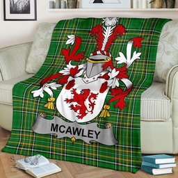 Scottish McAwley or McCawley Coat of Arms Family Crest Ireland Blanket Irish National Tartan Irish County Blanket