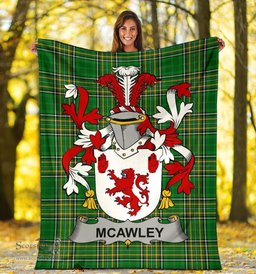 Scottish McAwley or McCawley Coat of Arms Family Crest Ireland Blanket Irish National Tartan Irish County Blanket