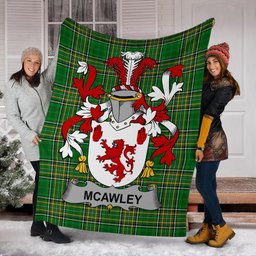 Scottish McAwley or McCawley Coat of Arms Family Crest Ireland Blanket Irish National Tartan Irish County Blanket
