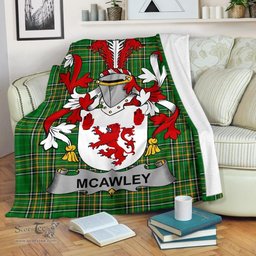 Scottish McAwley or McCawley Coat of Arms Family Crest Ireland Blanket Irish National Tartan Irish County Blanket