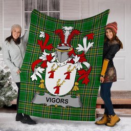 Scottish Vigors Coat of Arms Family Crest Ireland Blanket Irish National Tartan Irish County Blanket