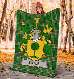 Scottish Boyle or O'Boyle Coat of Arms Family Crest Ireland Blanket Irish National Tartan Irish County Blanket