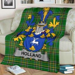 Scottish Holland Coat of Arms Family Crest Ireland Blanket Irish National Tartan Irish County Blanket