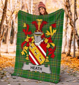 Scottish Heath Coat of Arms Family Crest Ireland Blanket Irish National Tartan Irish County Blanket