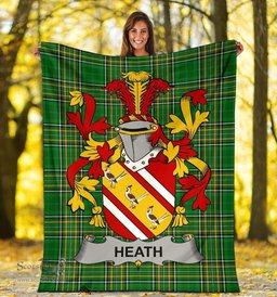 Scottish Heath Coat of Arms Family Crest Ireland Blanket Irish National Tartan Irish County Blanket