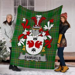 Scottish Samuels Coat of Arms Family Crest Ireland Blanket Irish National Tartan Irish County Blanket