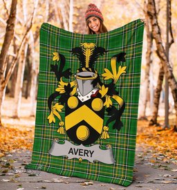 Scottish Avery Coat of Arms Family Crest Ireland Blanket Irish National Tartan Irish County Blanket