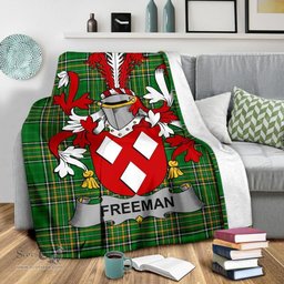 Scottish Freeman Coat of Arms Family Crest Ireland Blanket Irish National Tartan Irish County Blanket