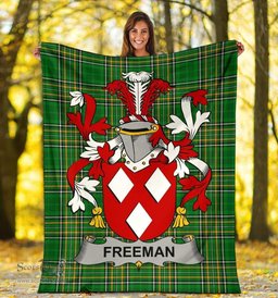Scottish Freeman Coat of Arms Family Crest Ireland Blanket Irish National Tartan Irish County Blanket