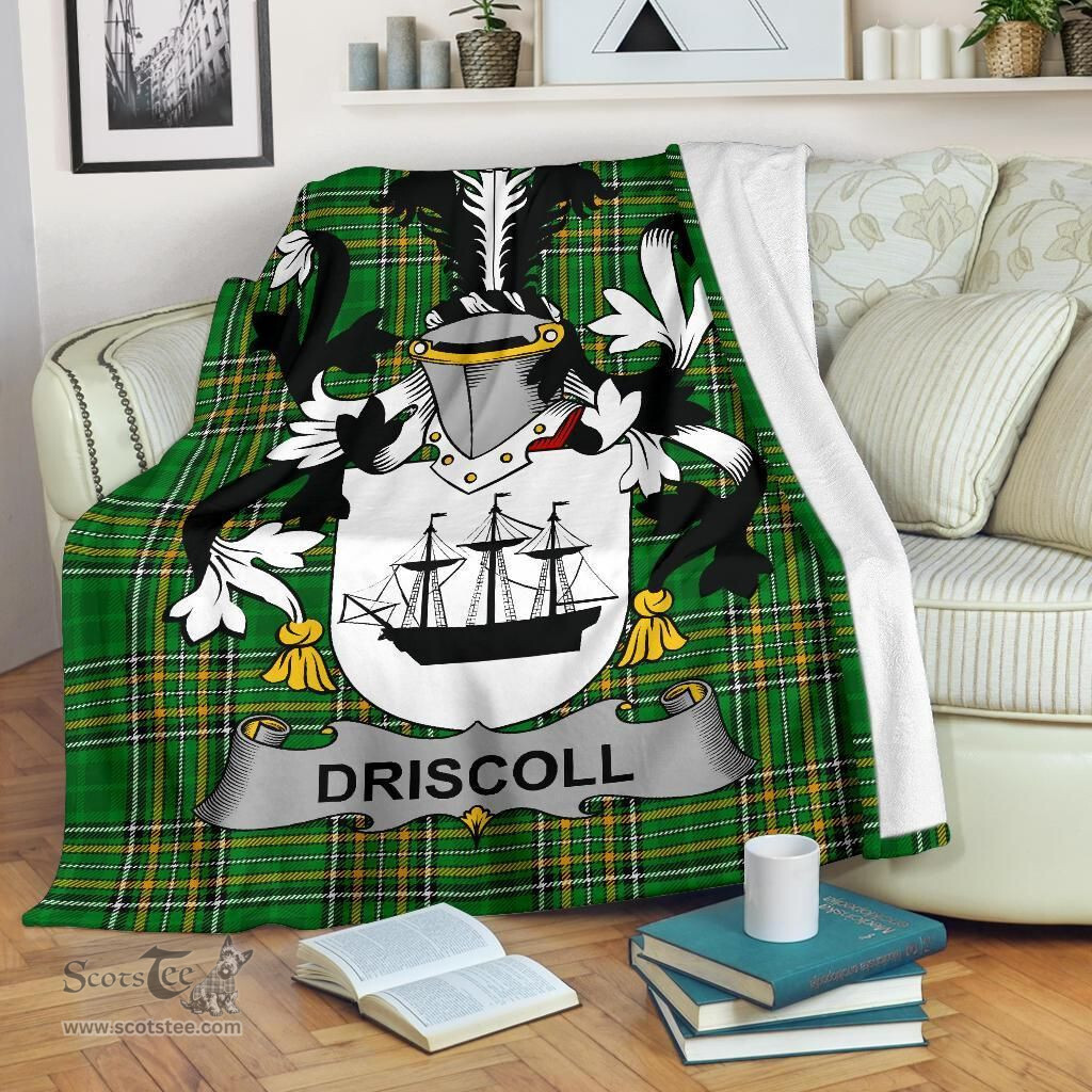 Scottish Driscoll or O'Driscoll Coat of Arms Family Crest Ireland Blanket Irish National Tartan Irish County Blanket