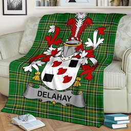 Scottish Delahay Coat of Arms Family Crest Ireland Blanket Irish National Tartan Irish County Blanket