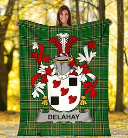 Scottish Delahay Coat of Arms Family Crest Ireland Blanket Irish National Tartan Irish County Blanket