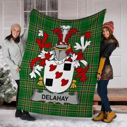 Scottish Delahay Coat of Arms Family Crest Ireland Blanket Irish National Tartan Irish County Blanket