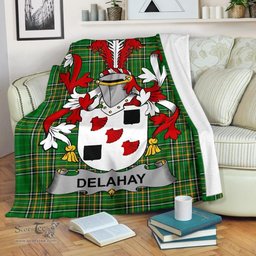 Scottish Delahay Coat of Arms Family Crest Ireland Blanket Irish National Tartan Irish County Blanket