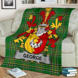 Scottish George Coat of Arms Family Crest Ireland Blanket Irish National Tartan Irish County Blanket