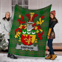 Scottish Simpson Coat of Arms Family Crest Ireland Blanket Irish National Tartan Irish County Blanket