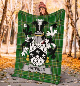 Scottish Hatfield Coat of Arms Family Crest Ireland Blanket Irish National Tartan Irish County Blanket