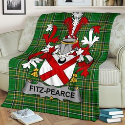 Scottish Fitz-Pearce Coat of Arms Family Crest Ireland Blanket Irish National Tartan Irish County Blanket