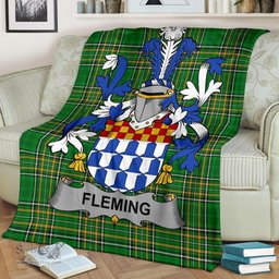 Scottish Fleming Coat of Arms Family Crest Ireland Blanket Irish National Tartan Irish County Blanket
