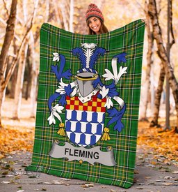 Scottish Fleming Coat of Arms Family Crest Ireland Blanket Irish National Tartan Irish County Blanket