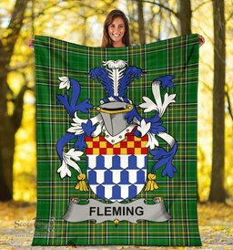 Scottish Fleming Coat of Arms Family Crest Ireland Blanket Irish National Tartan Irish County Blanket