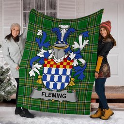 Scottish Fleming Coat of Arms Family Crest Ireland Blanket Irish National Tartan Irish County Blanket