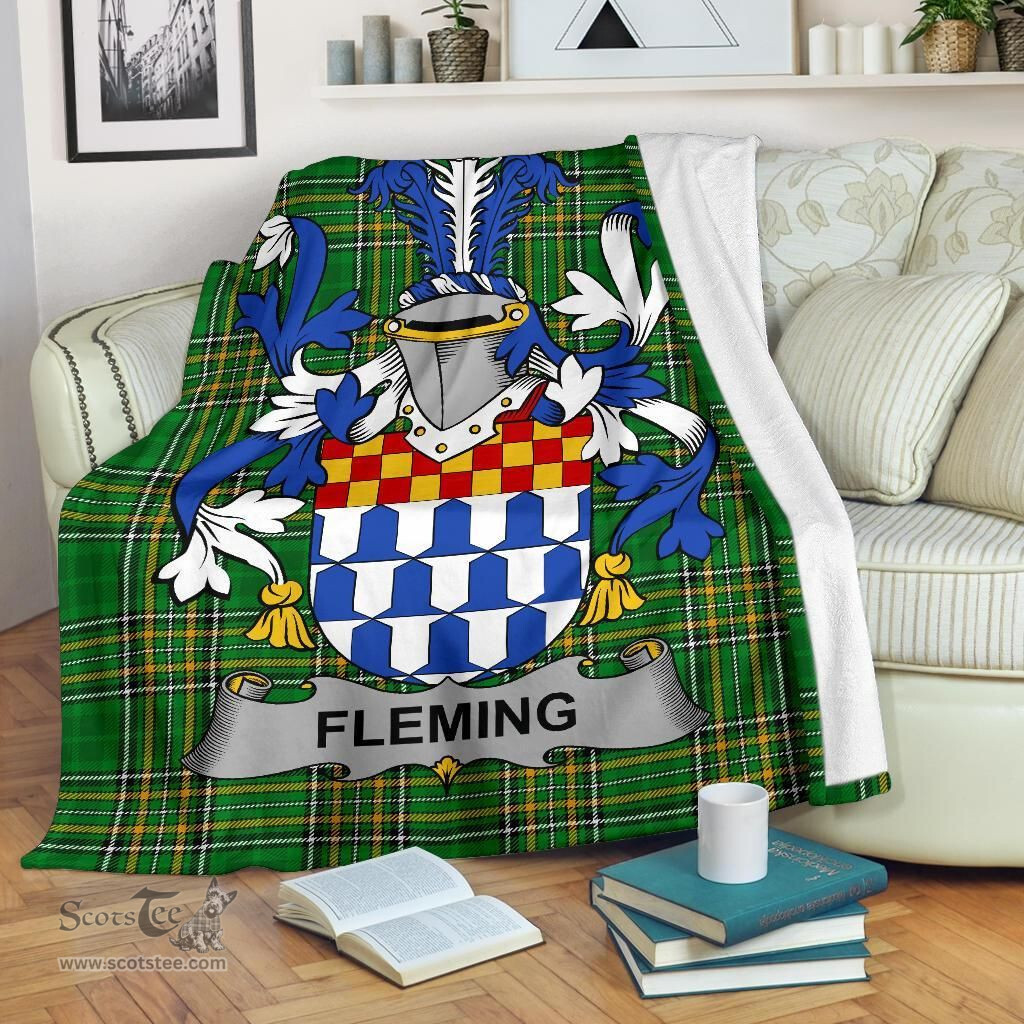 Scottish Fleming Coat of Arms Family Crest Ireland Blanket Irish National Tartan Irish County Blanket