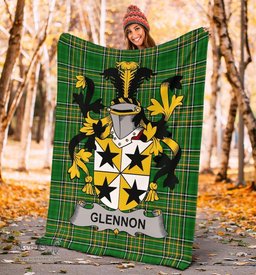 Scottish Glennon or Glenane Coat of Arms Family Crest Ireland Blanket Irish National Tartan Irish County Blanket