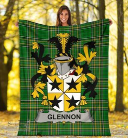 Scottish Glennon or Glenane Coat of Arms Family Crest Ireland Blanket Irish National Tartan Irish County Blanket