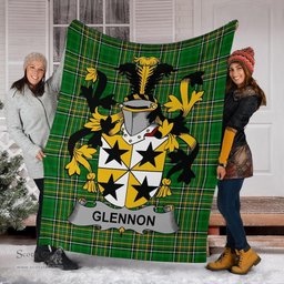 Scottish Glennon or Glenane Coat of Arms Family Crest Ireland Blanket Irish National Tartan Irish County Blanket