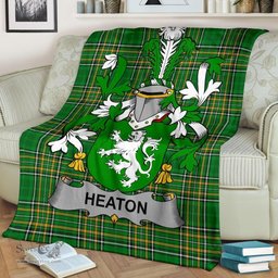 Scottish Heaton Coat of Arms Family Crest Ireland Blanket Irish National Tartan Irish County Blanket