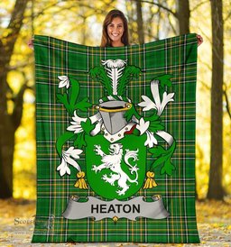 Scottish Heaton Coat of Arms Family Crest Ireland Blanket Irish National Tartan Irish County Blanket