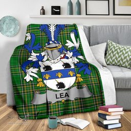 Scottish Lea or McLea Coat of Arms Family Crest Ireland Blanket Irish National Tartan Irish County Blanket