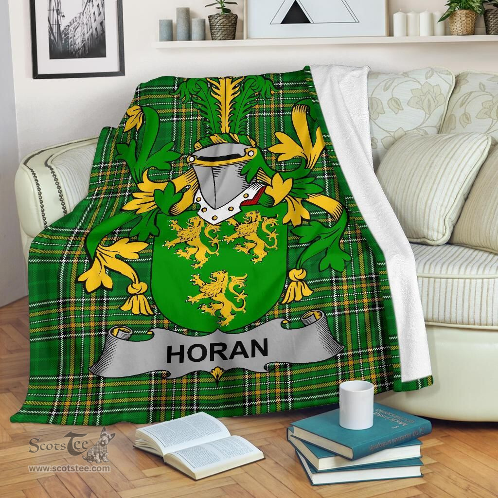 Scottish Horan or O'Horan Coat of Arms Family Crest Ireland Blanket Irish National Tartan Irish County Blanket