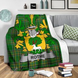 Scottish Rothe Coat of Arms Family Crest Ireland Blanket Irish National Tartan Irish County Blanket