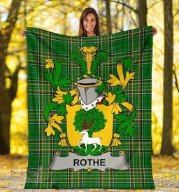 Scottish Rothe Coat of Arms Family Crest Ireland Blanket Irish National Tartan Irish County Blanket